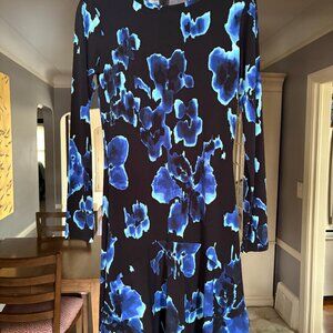 NWOT Michael Kors Blue Floral Long-Sleeved Dress. S